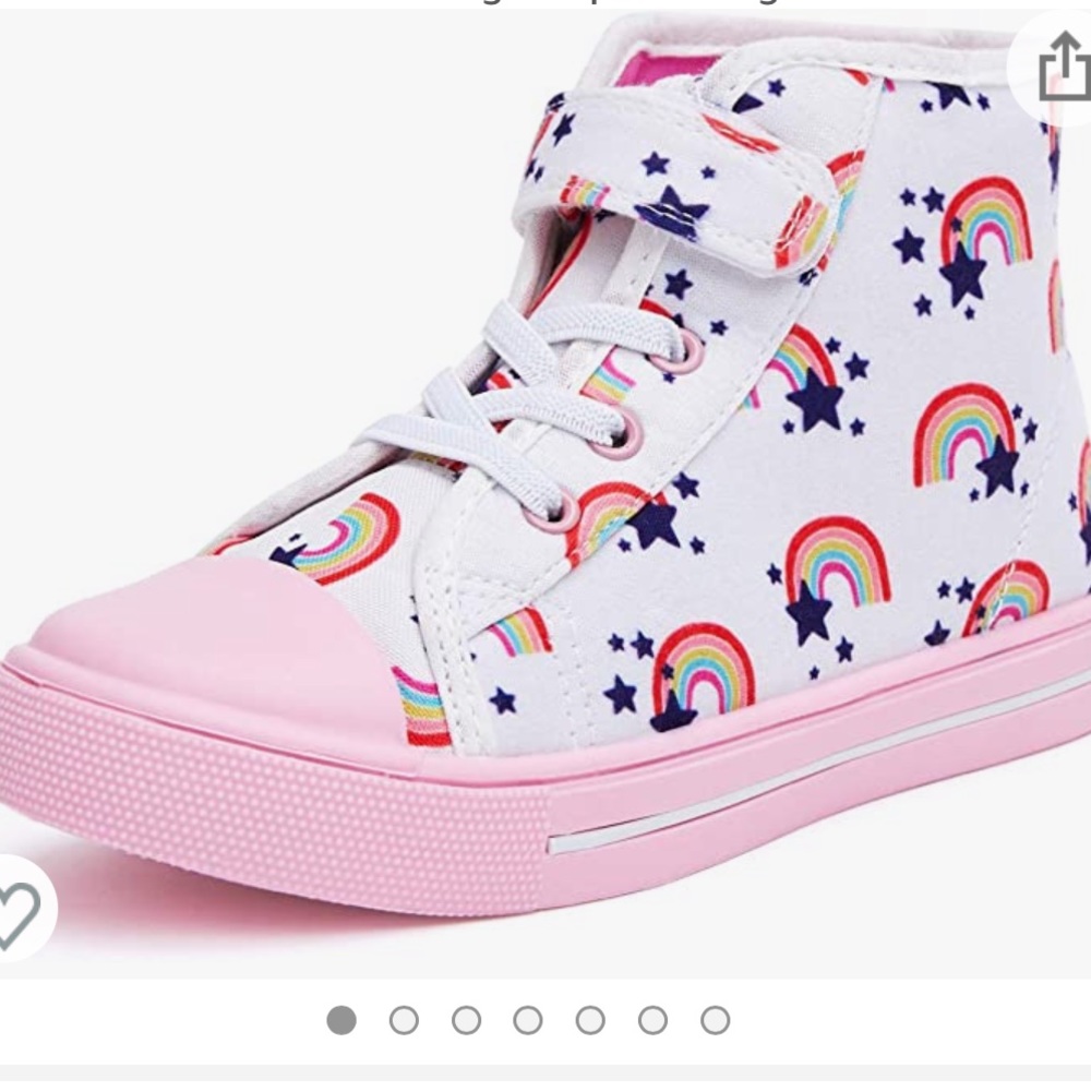 NWT Girls Canvas High Top Walking Sneakers Rainbow toddler 9